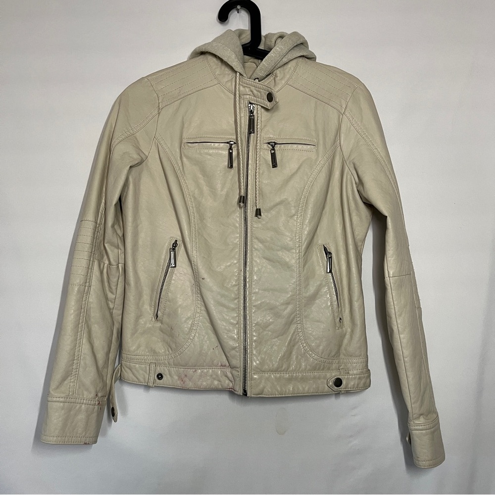 JouJou Faux Leather Cream Jacket